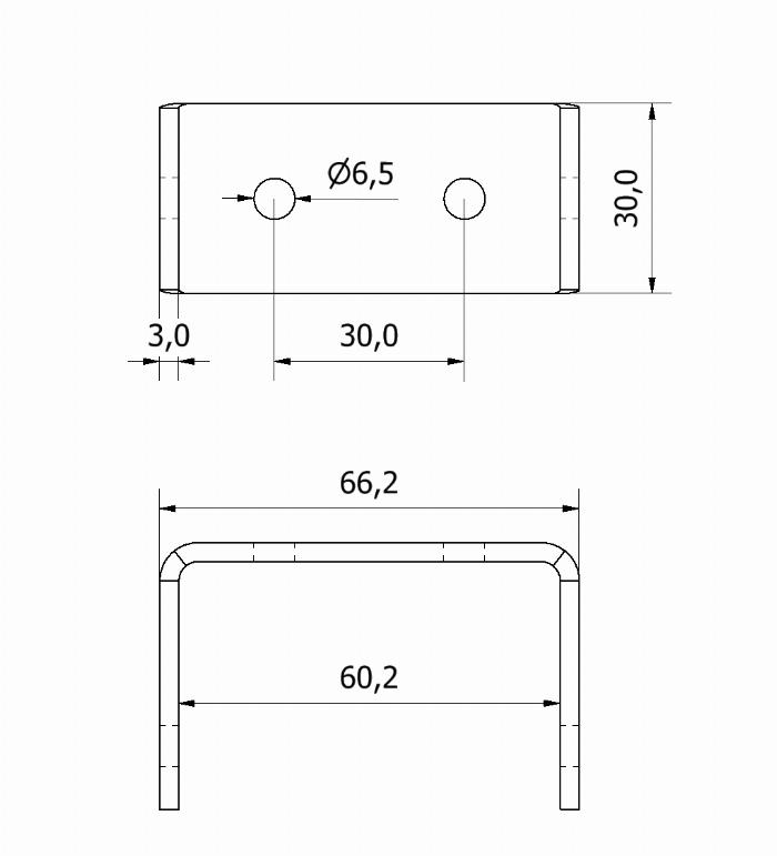 Placa de conexión de aluminio cortada con láser Junta 30x60 V1