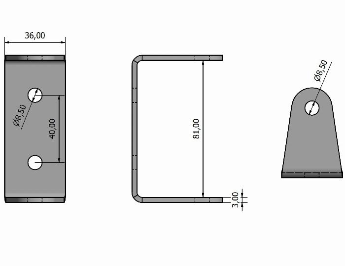 Placa de conexión de aluminio cortada con láser Junta 40x80 V1